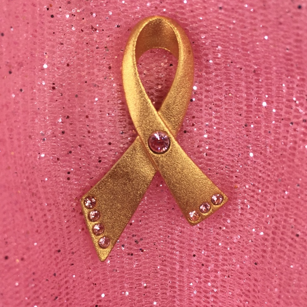 Breast Cancer Pin with Rhinestones